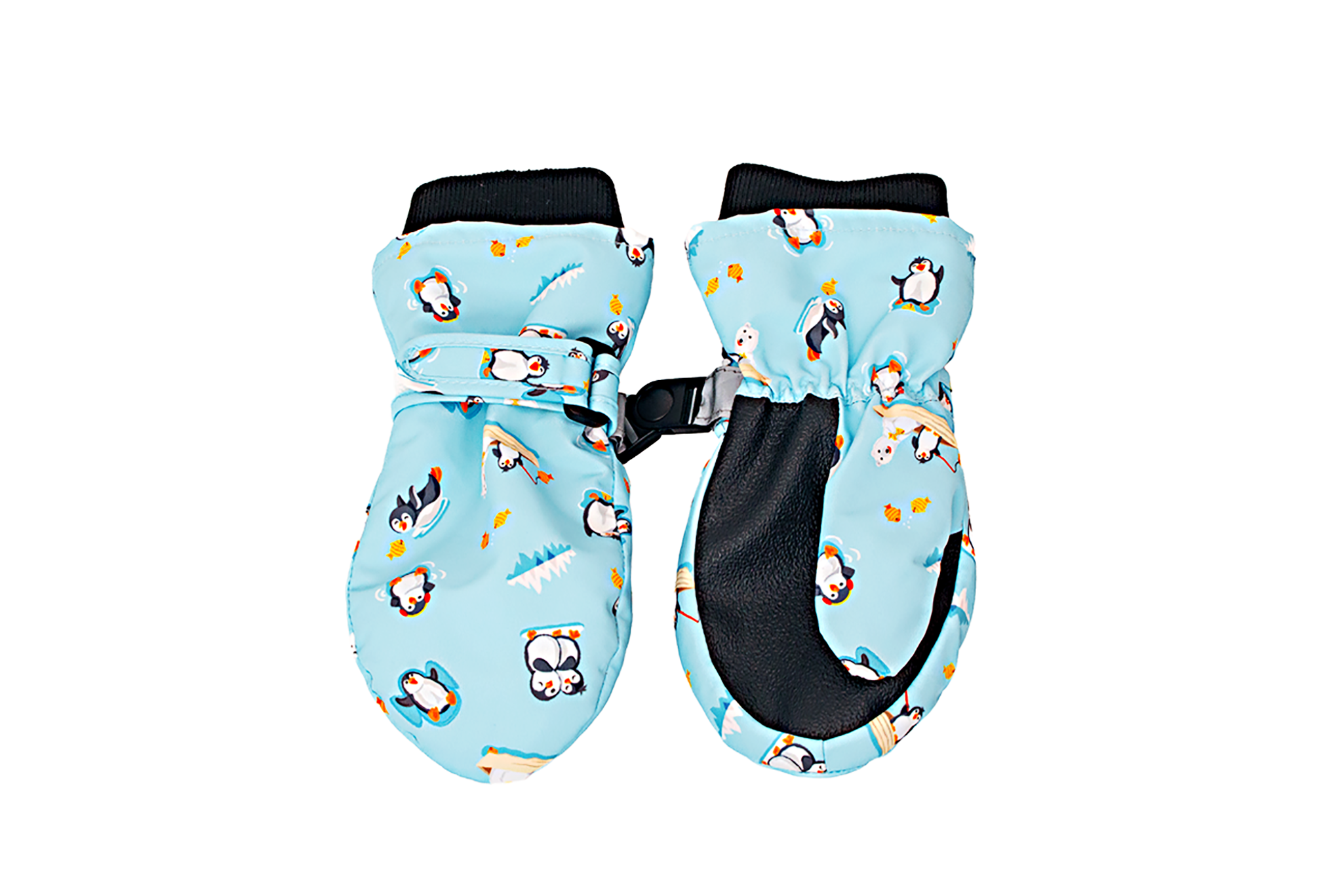 Baby/kids Water Repellent Ski Mittens - Ice Fishing Penguin