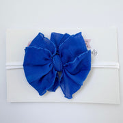 Royal Blue | Skinny Mini Nylon Ruffled Baby Headband