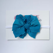 Turquoise | Skinny Mini Nylon Ruffled Baby Headband
