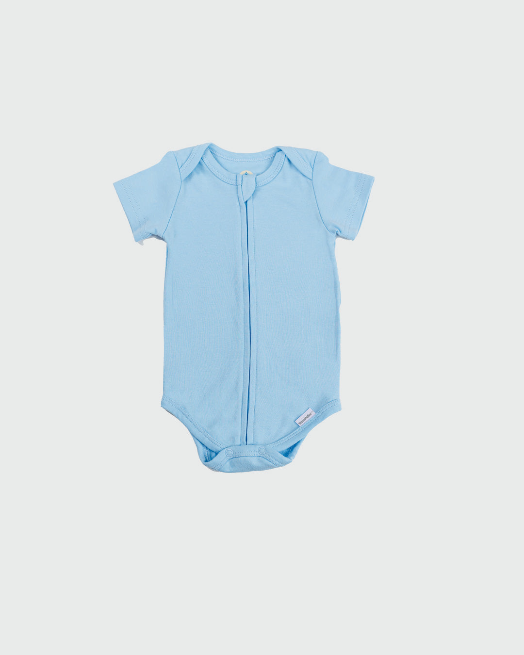 Short Sleeve Zipper Bodysuit In Sky, 9-12m