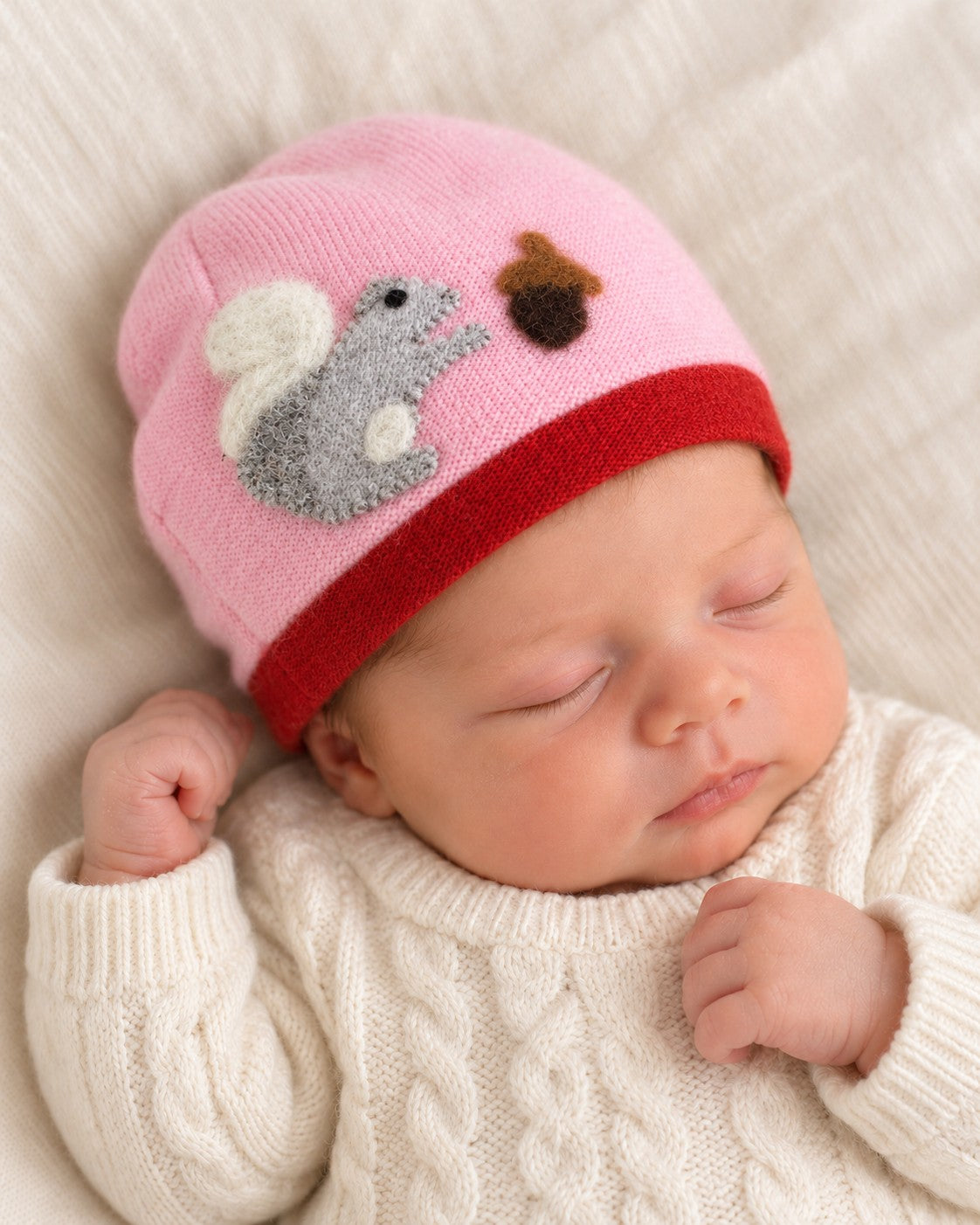Squirrel Cashmere Hat - Newborn