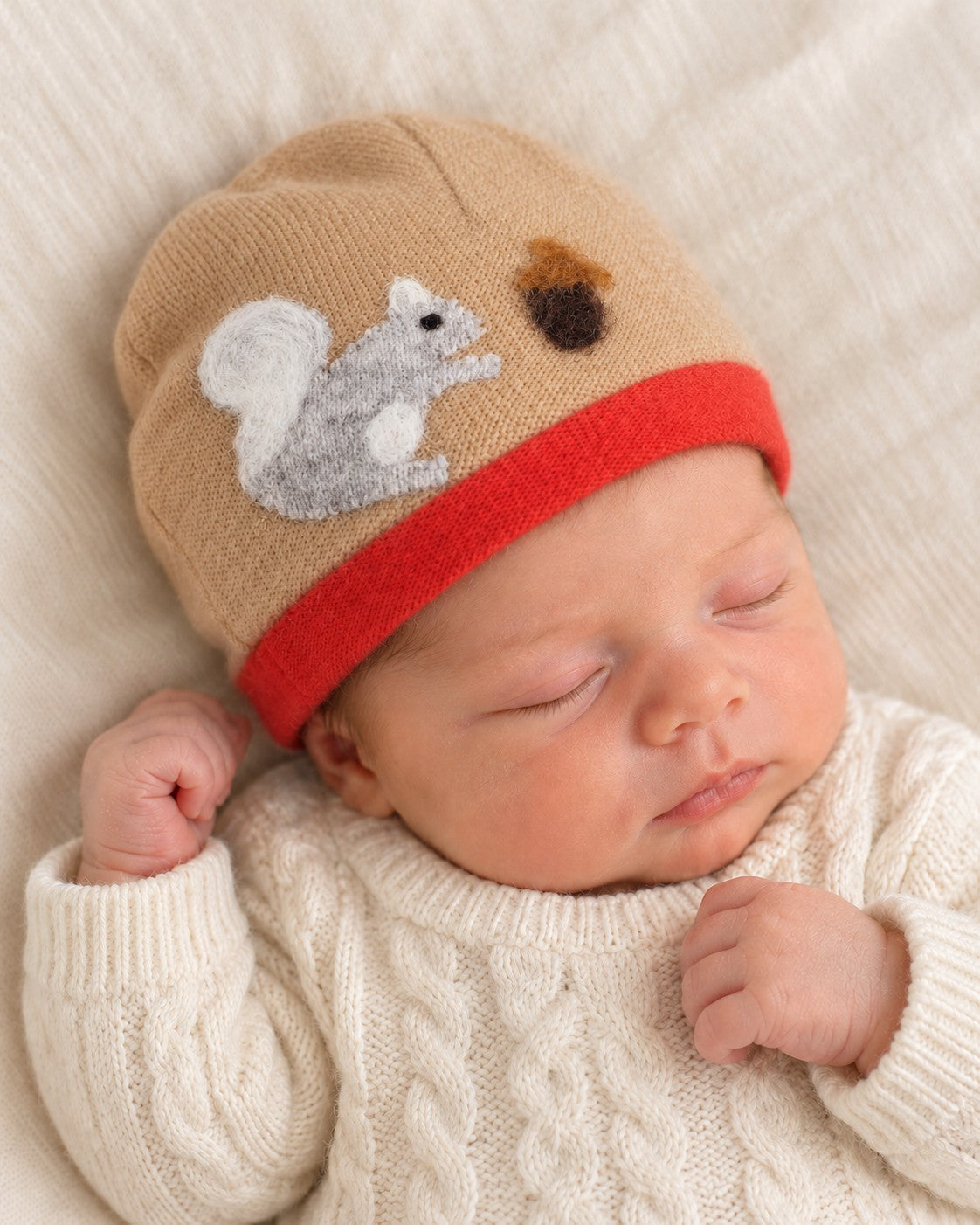 Squirrel Cashmere Hat - Newborn