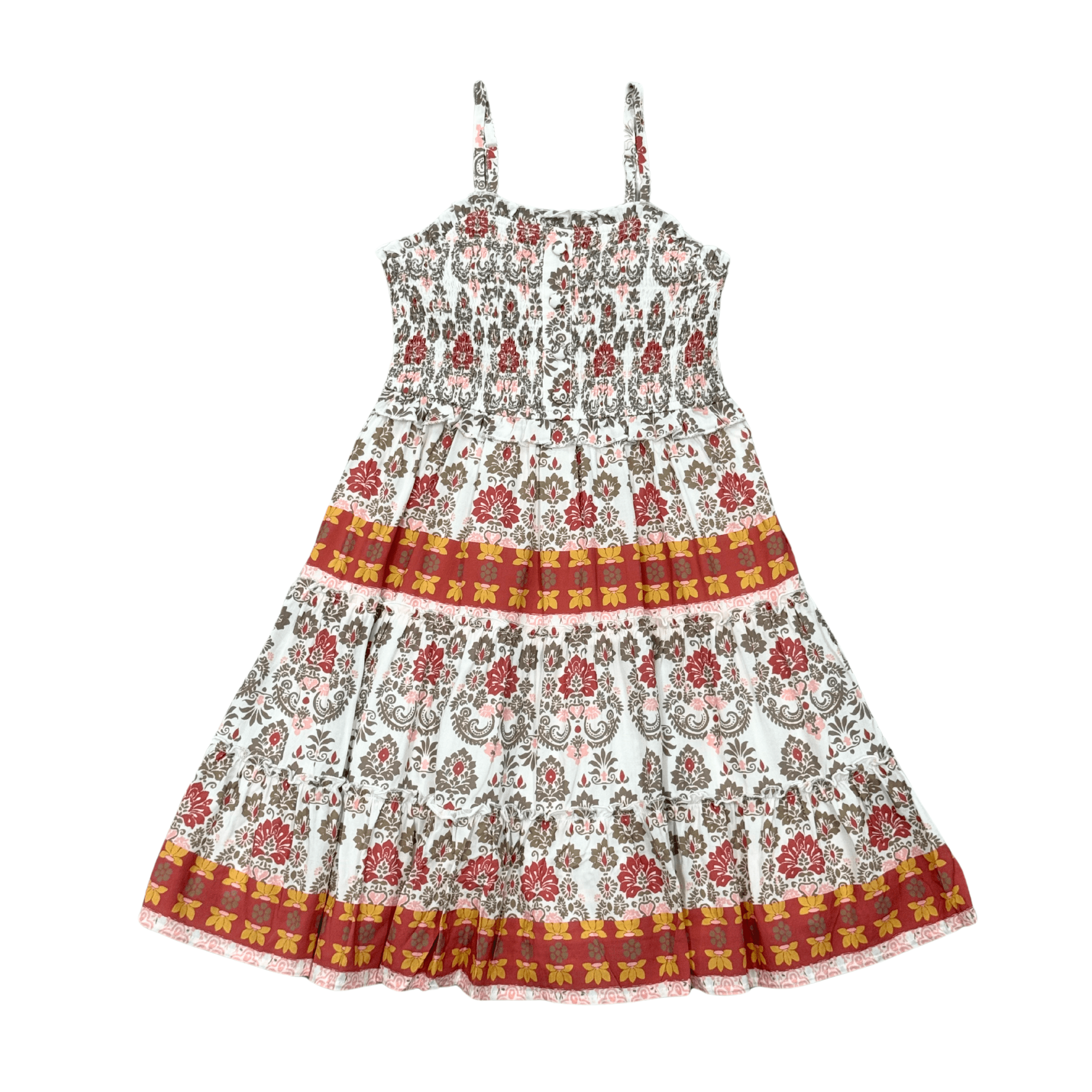 Smock Button Front Tiered Dress