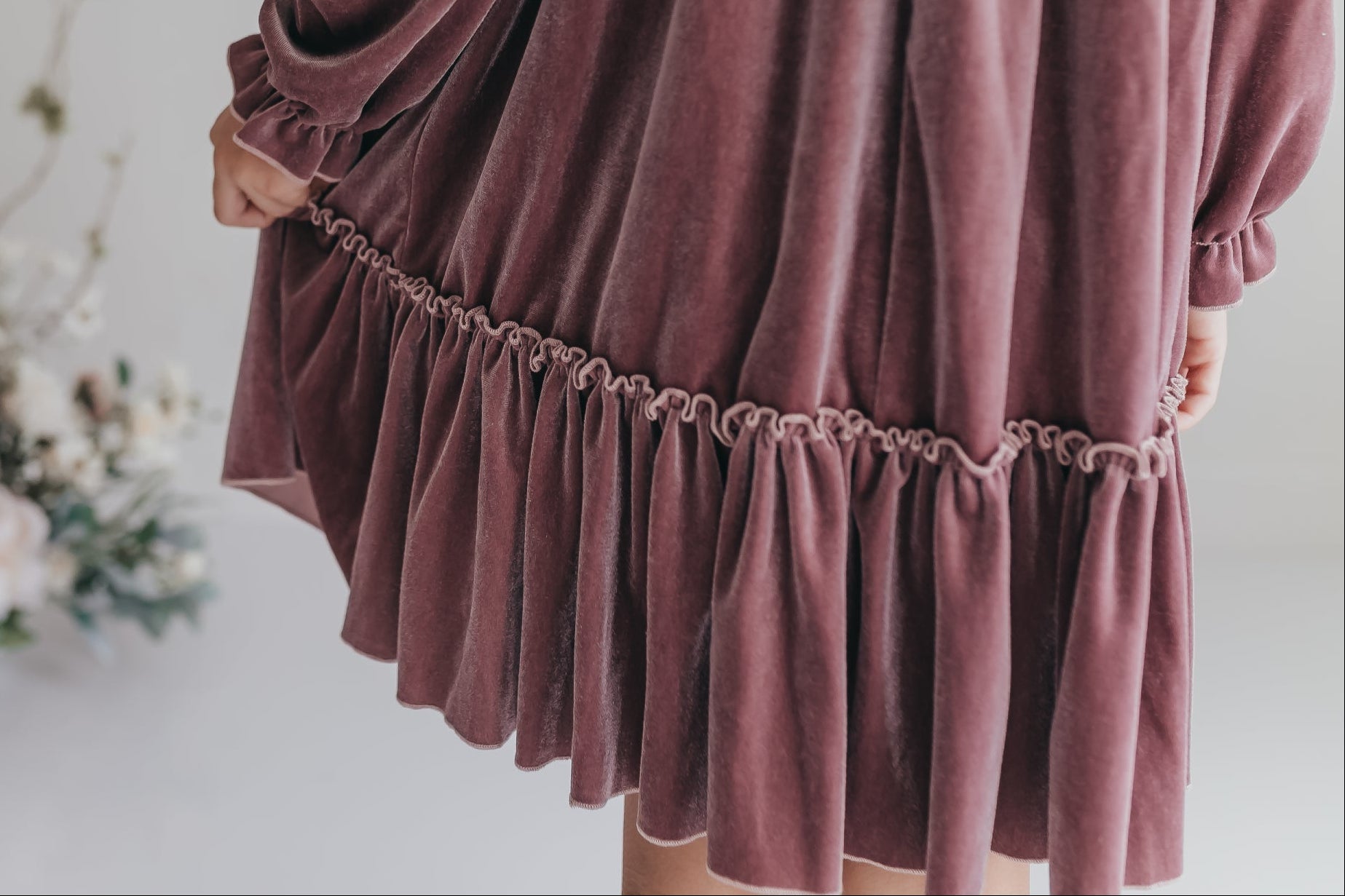 Alexa Dusty Rose Smocked Velvet Dress