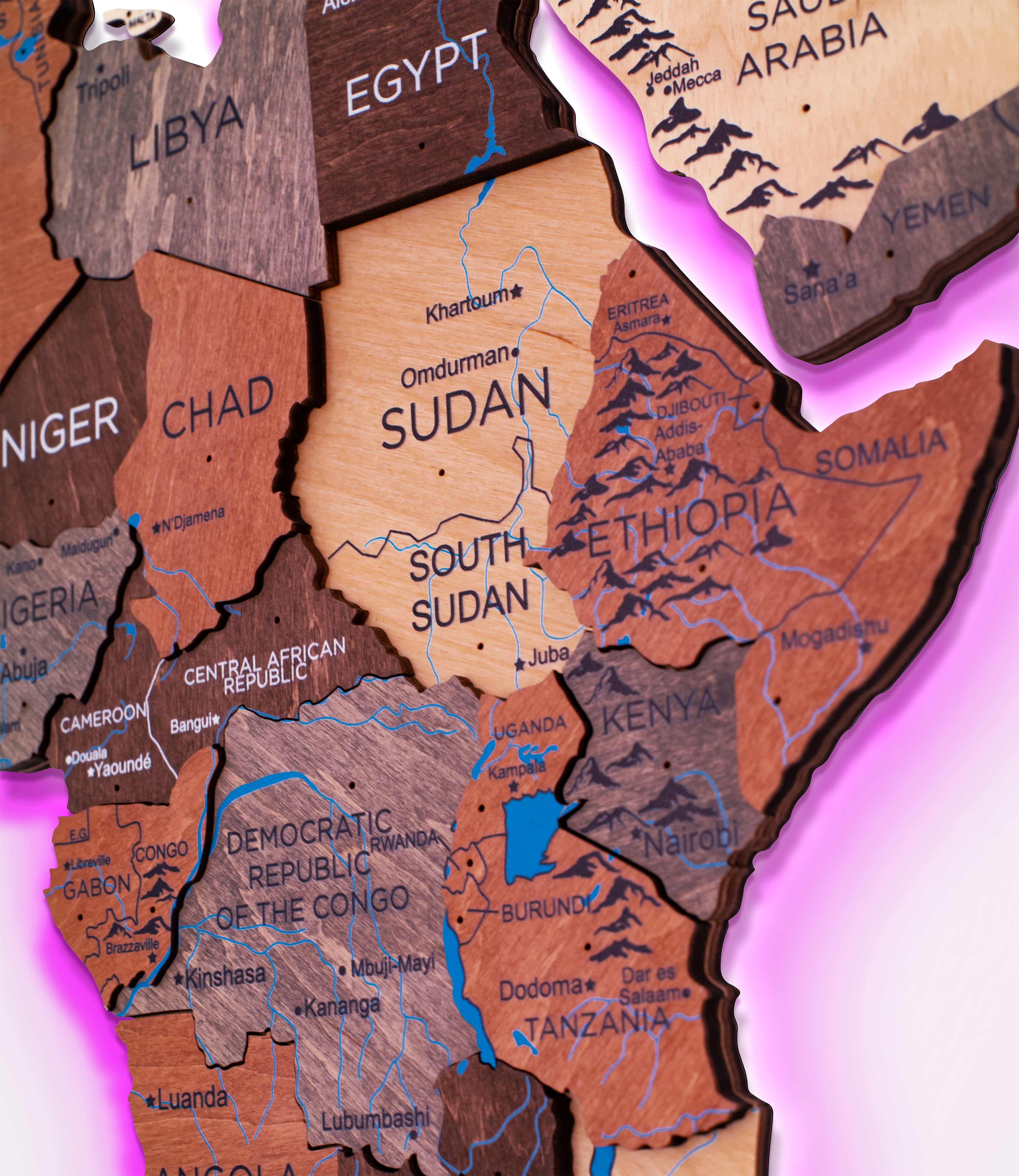 3d Led Wooden World Map 3.0 Smokey