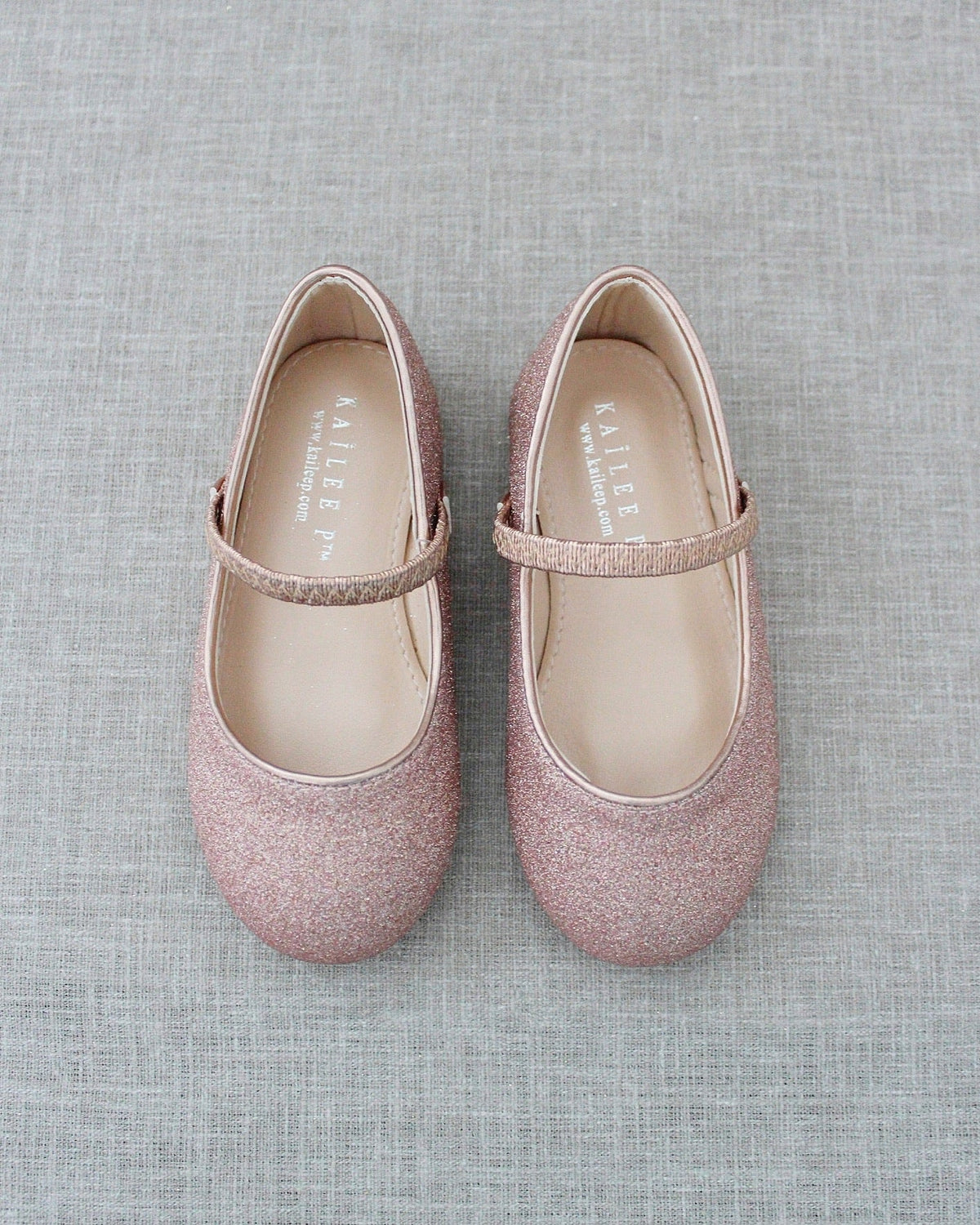 Rose Gold Fine Glitter Mary Jane Flats