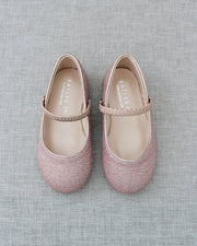 Rose Gold Fine Glitter Mary Jane Flats