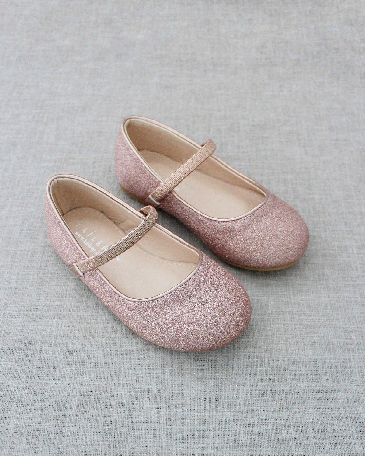 Rose Gold Fine Glitter Mary Jane Flats