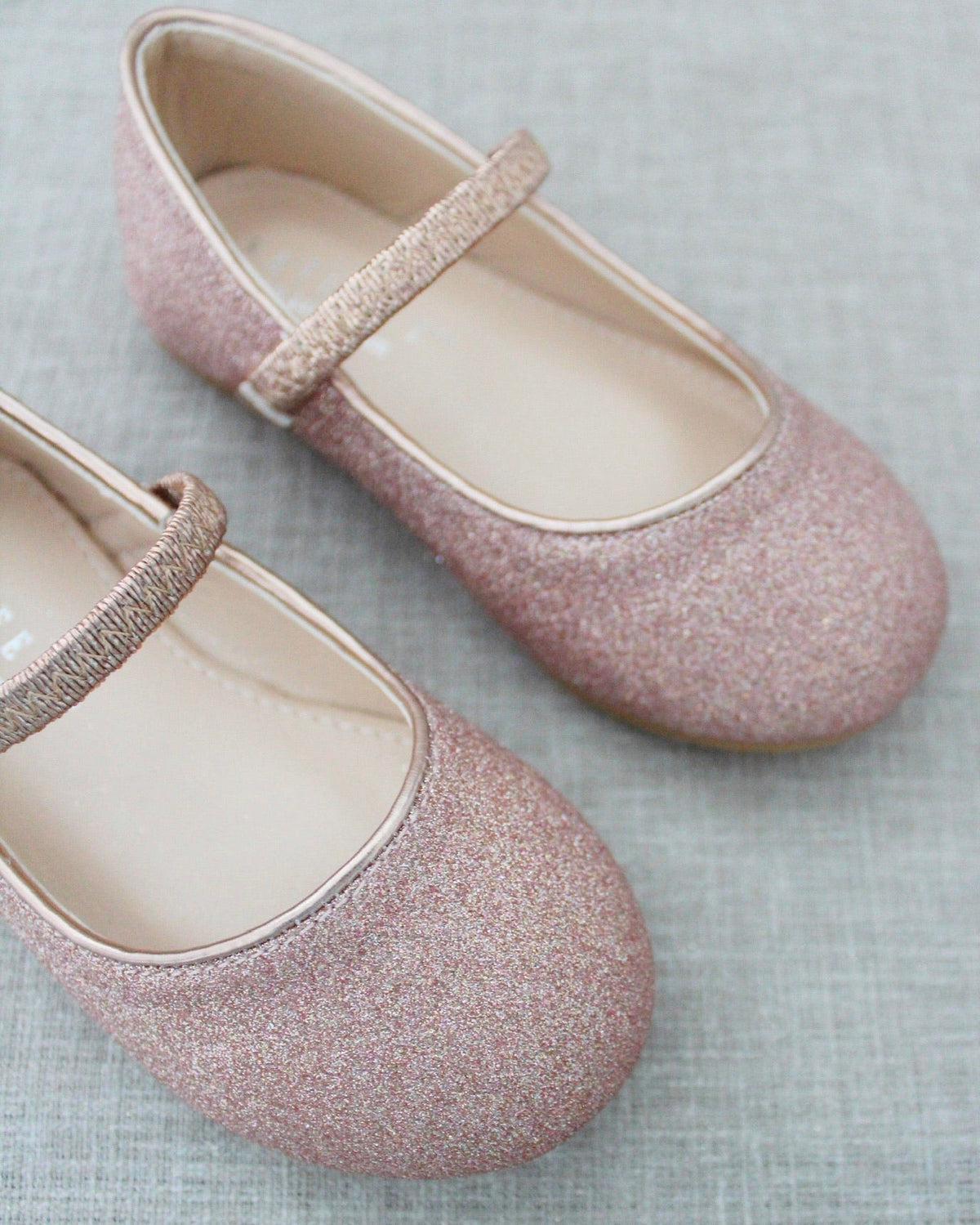 Rose Gold Fine Glitter Mary Jane Flats
