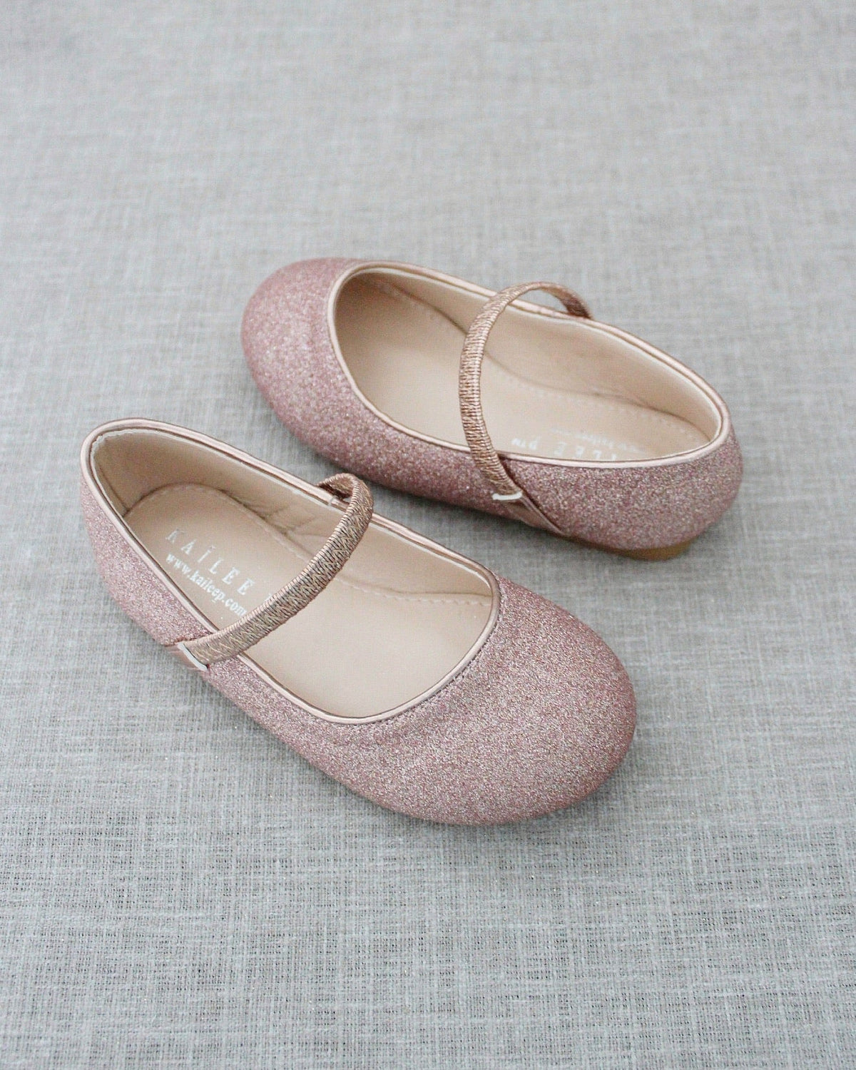 Rose Gold Fine Glitter Mary Jane Flats