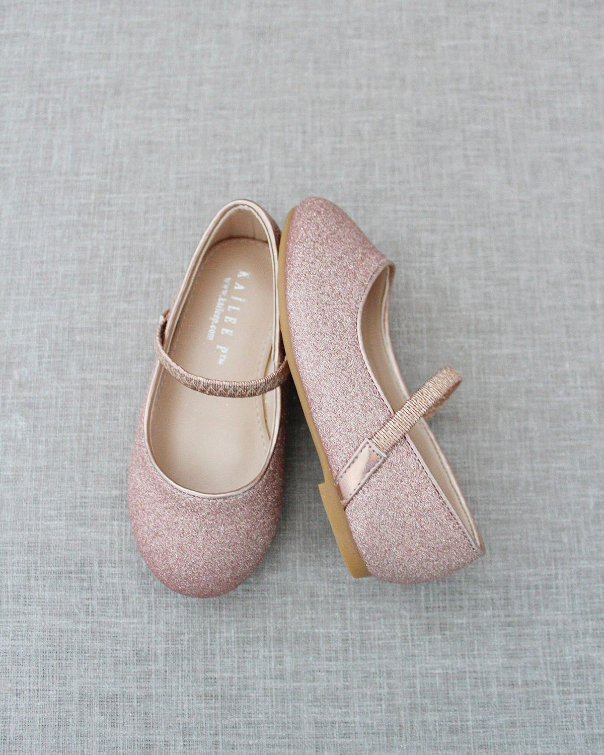 Rose Gold Fine Glitter Mary Jane Flats