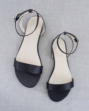 Girls Satin Flat Sandal With Ankle Strap