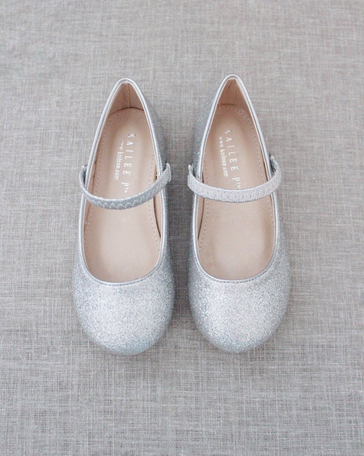 Silver Fine Glitter Mary Jane Flats
