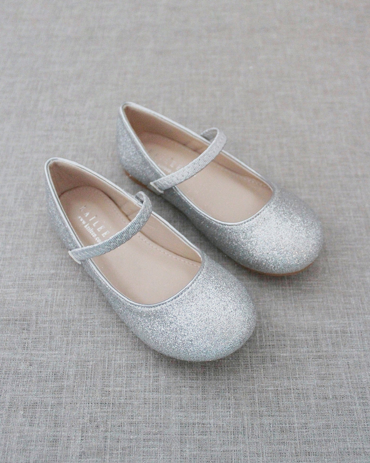 Silver Fine Glitter Mary Jane Flats
