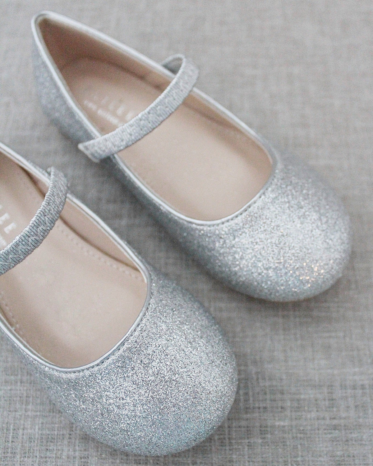 Silver Fine Glitter Mary Jane Flats