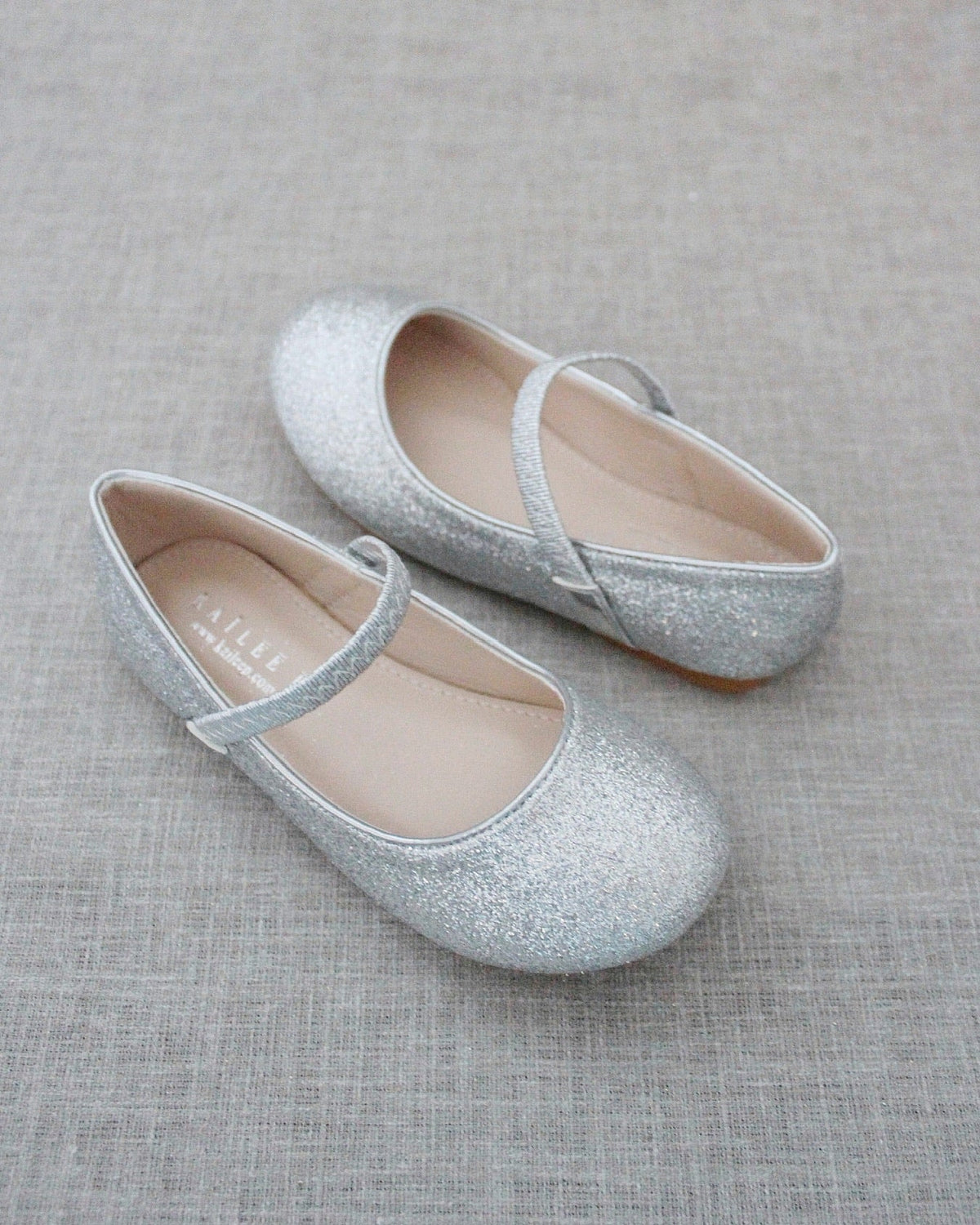Silver Fine Glitter Mary Jane Flats