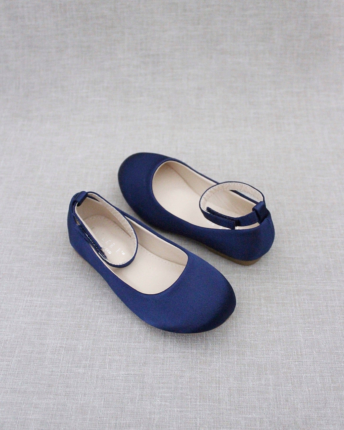 Satin Flats With Velcro Ankle Strap