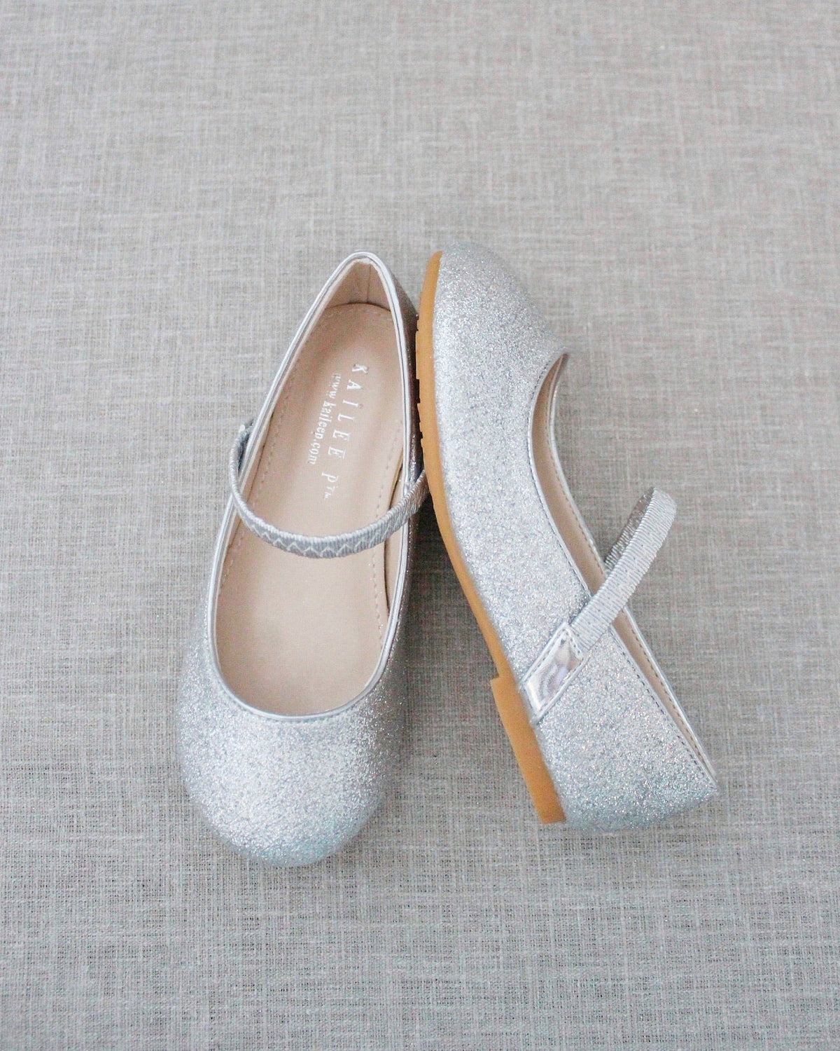 Silver Fine Glitter Mary Jane Flats