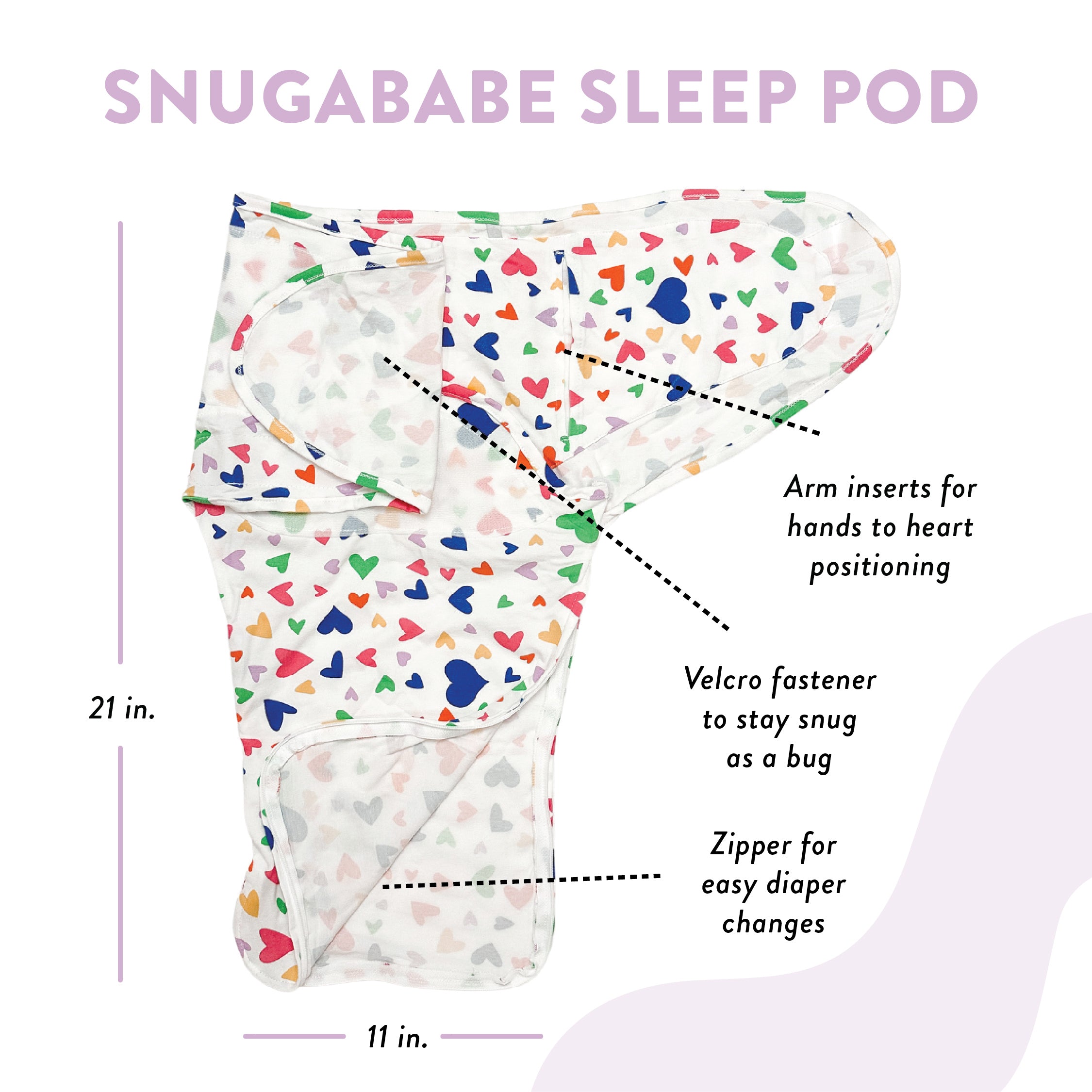 Colorful Hearts Snugababe Swaddle™ Sleep Pod