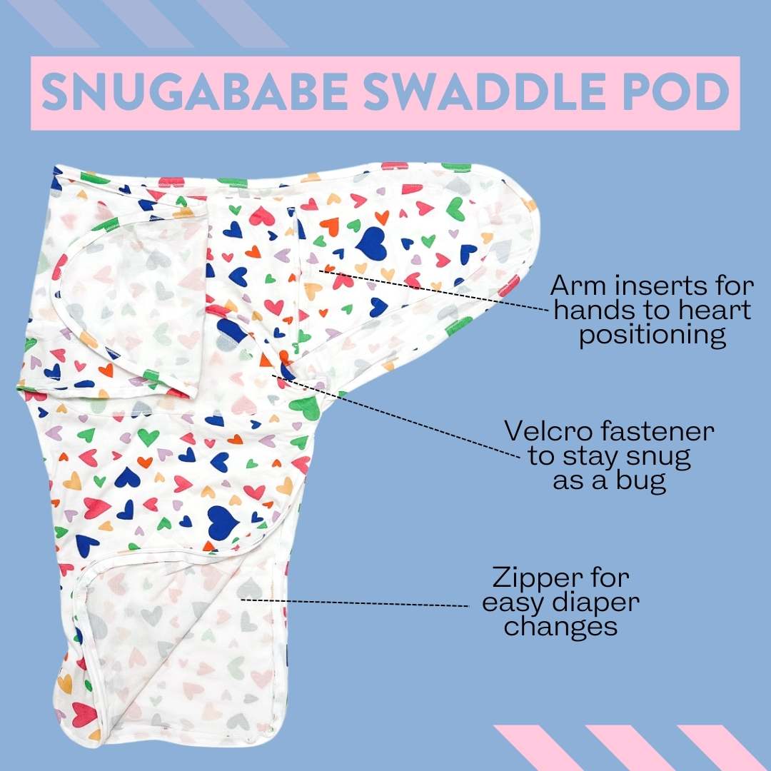 Colorful Hearts Snugababe Swaddle™ Sleep Pod