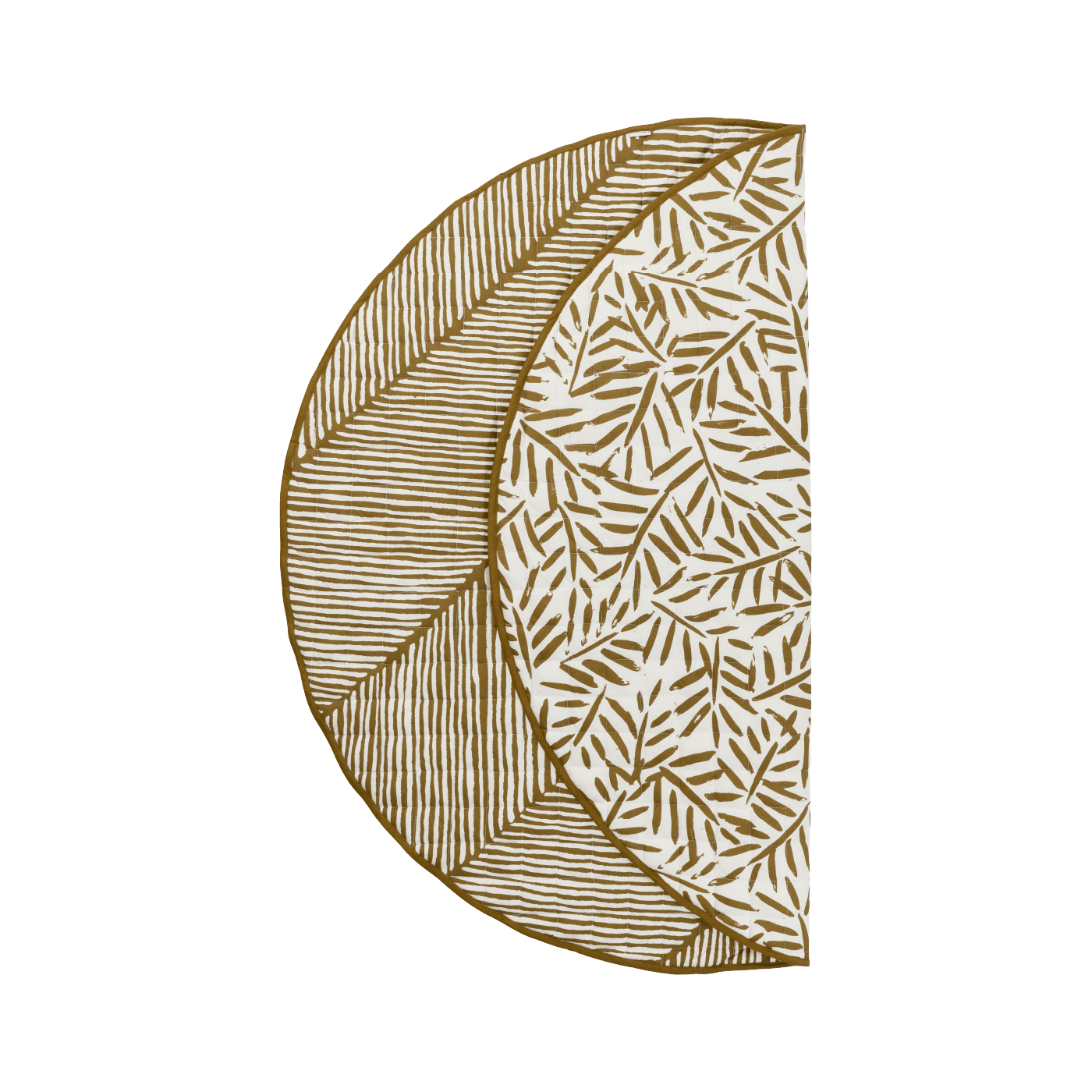 Quilted Cotton Reversible Playmats | Leaves - Sand Castle