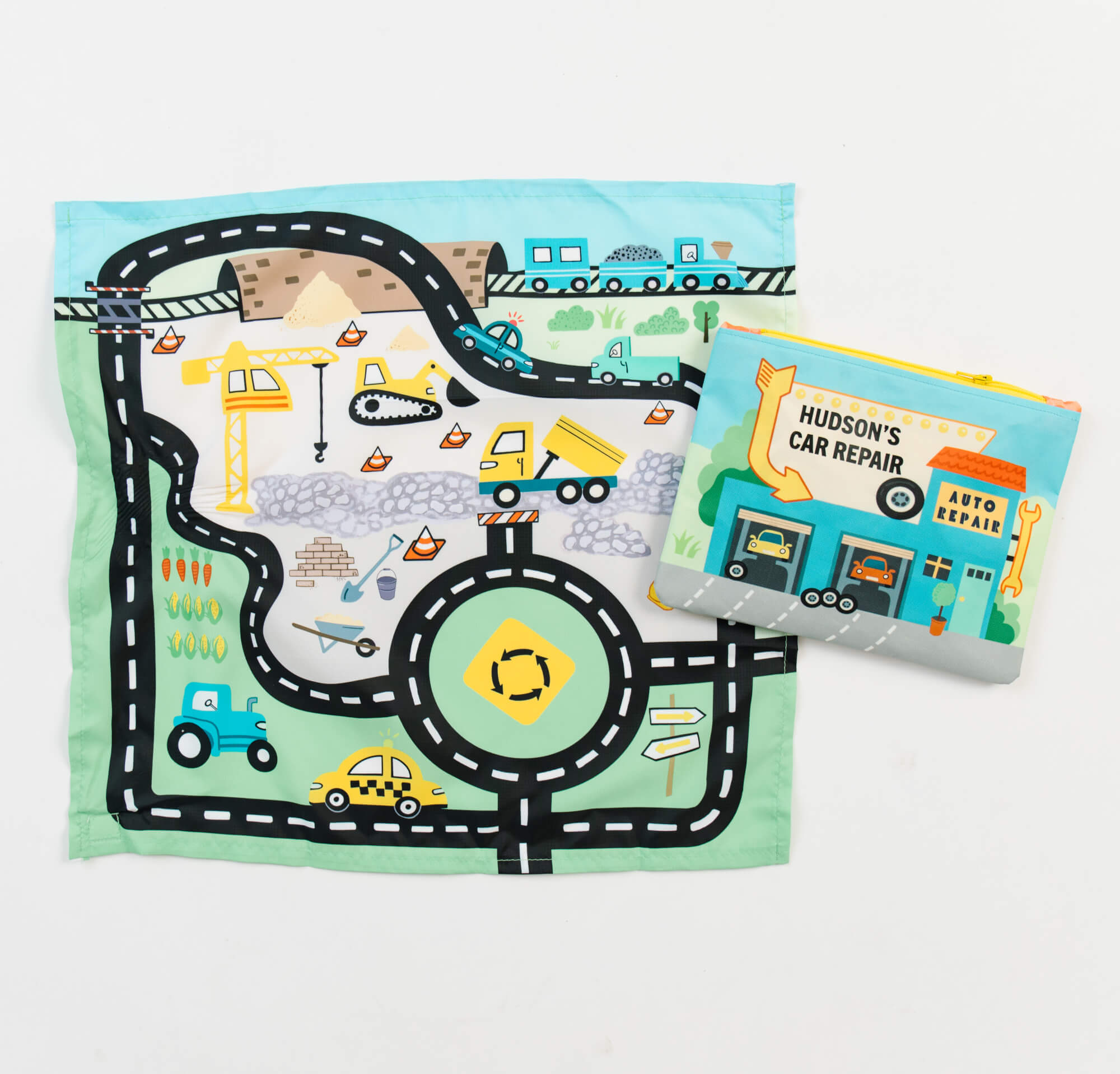 Toy Car Mat & Pouch: All-in-one Travel Entertainment!