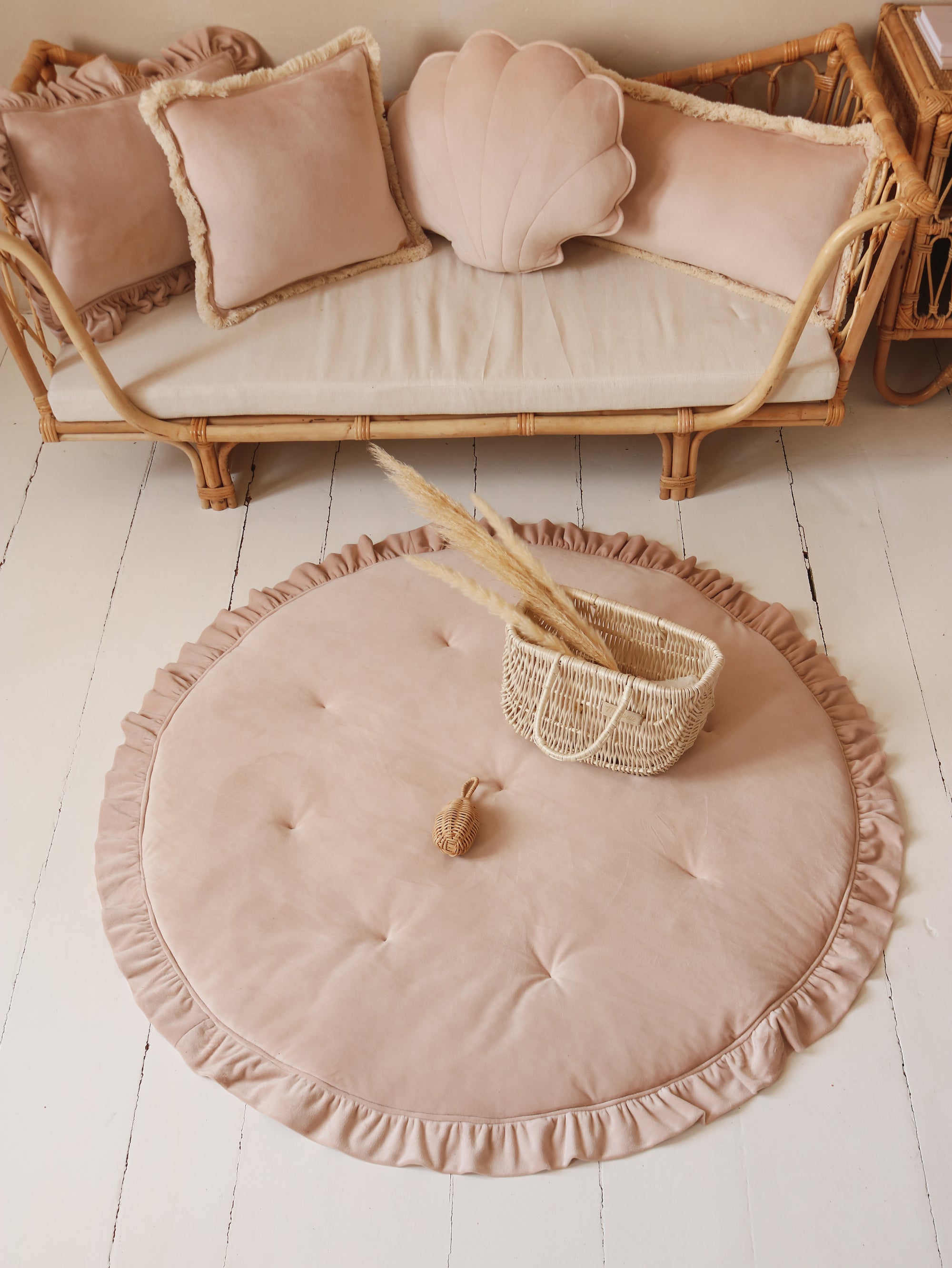 Soft Velvet "latte" Bolster Pillow With Fringe