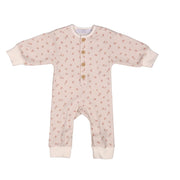 Sok | Baby Girls Ivory Cotton Belly Pink Print Romper