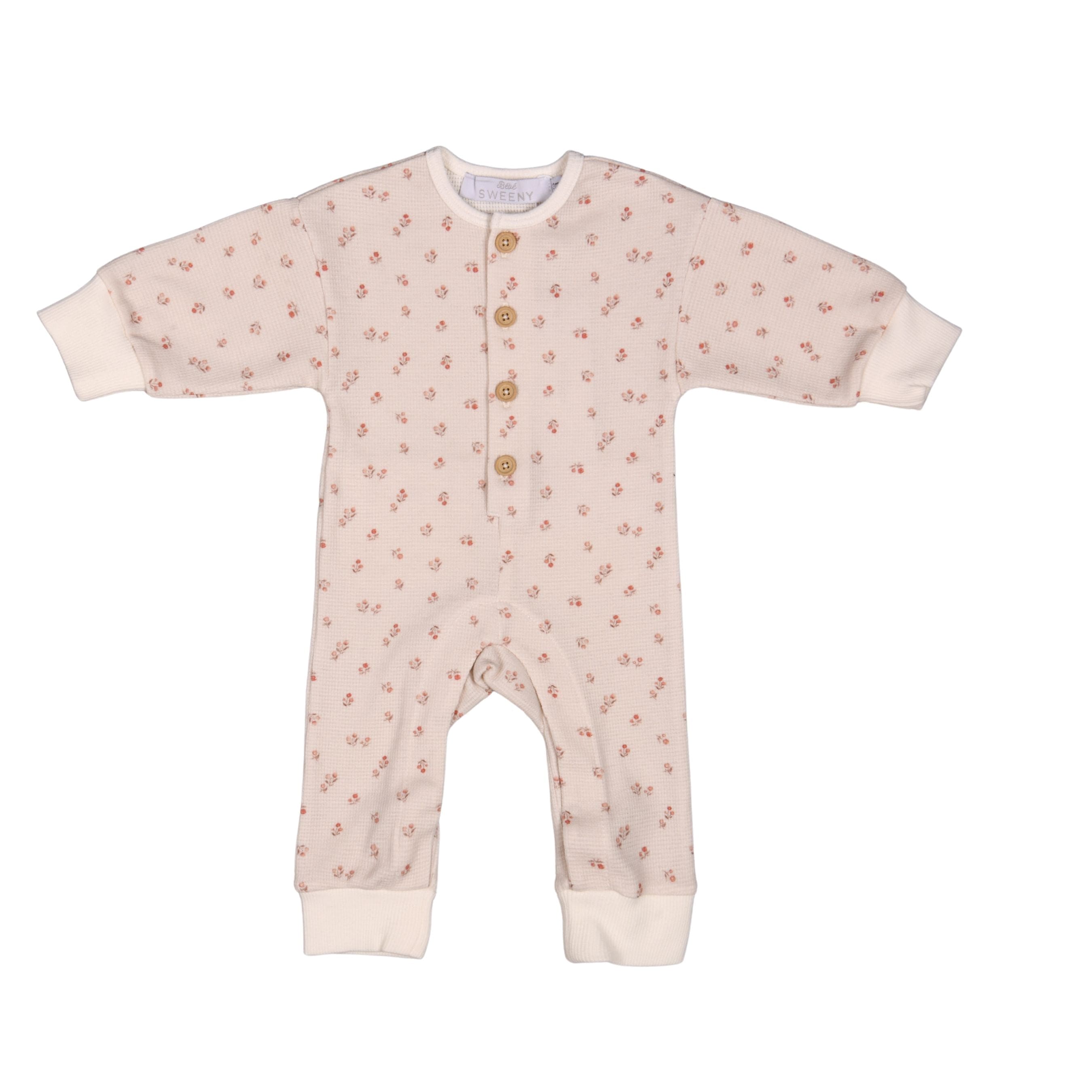 Sok | Baby Girls Ivory Cotton Belly Pink Print Romper