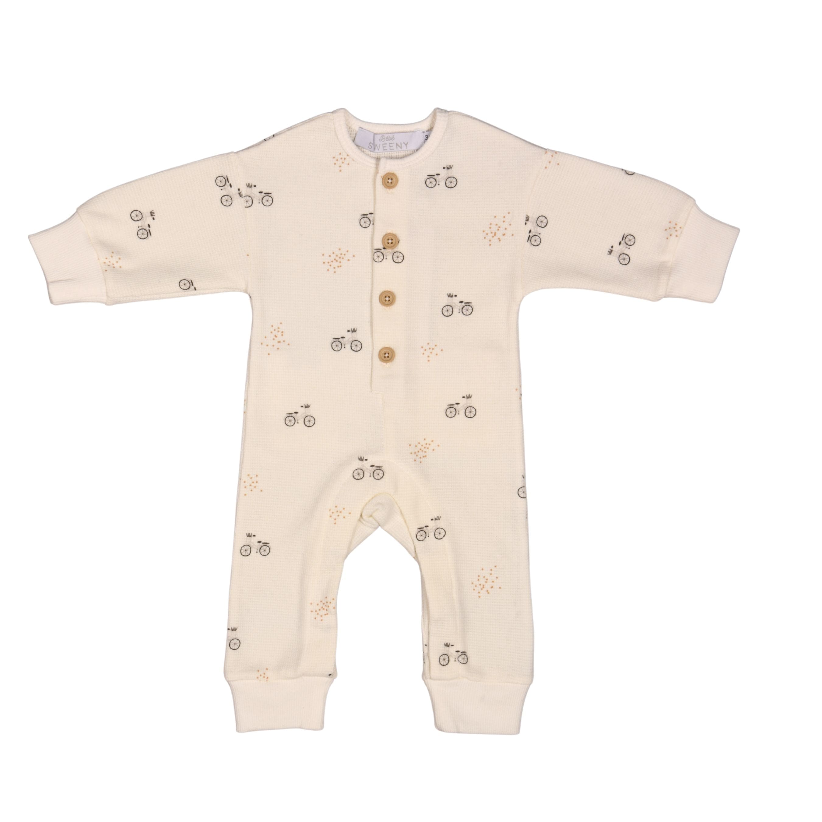 Sok | Baby Boys Ivory Cotton Vintage Bike Print Romper
