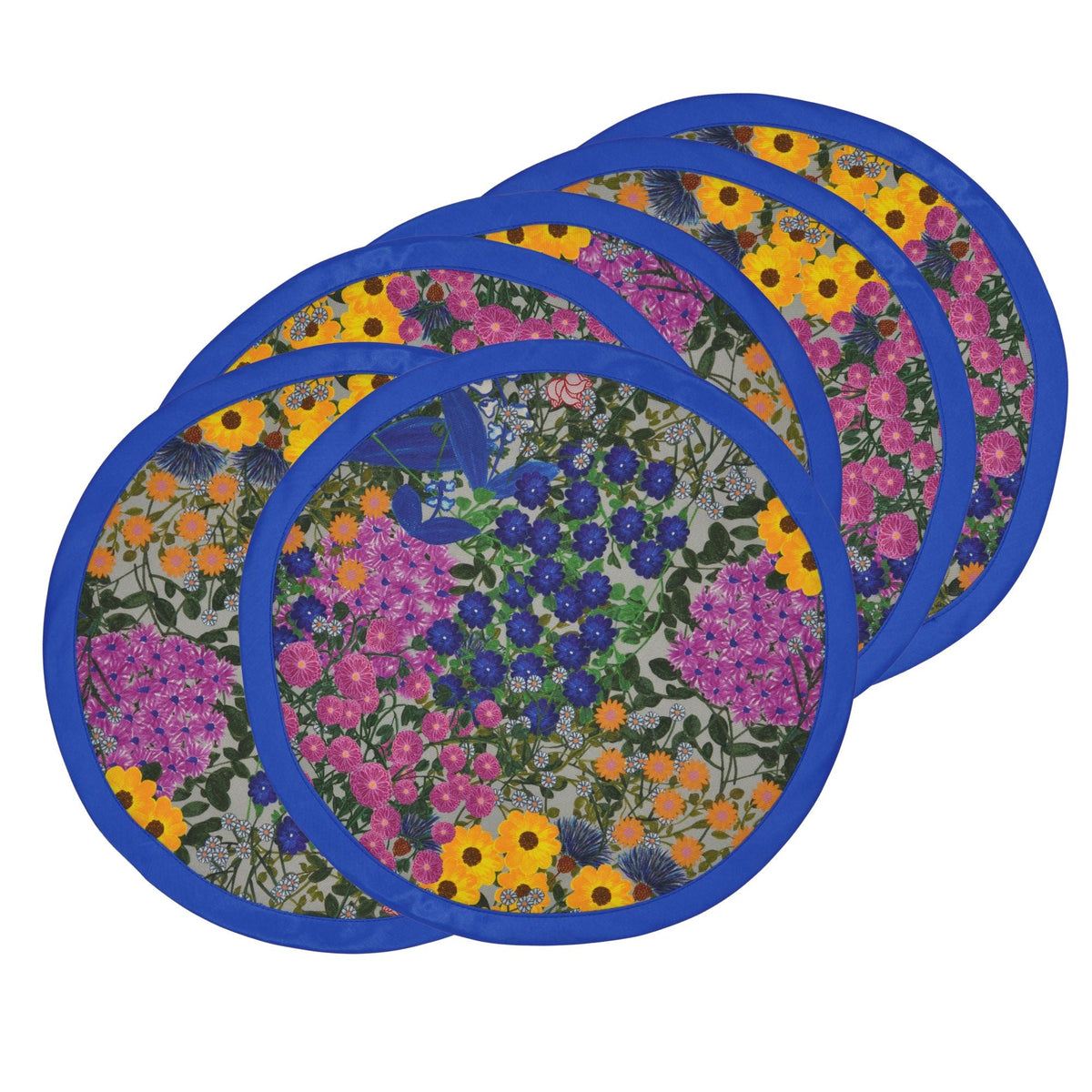 6 Round Placemats Pré Fleuri Prussian Blue
