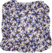 Organic Linen Ruffled Pillow Cover In Blue Harem