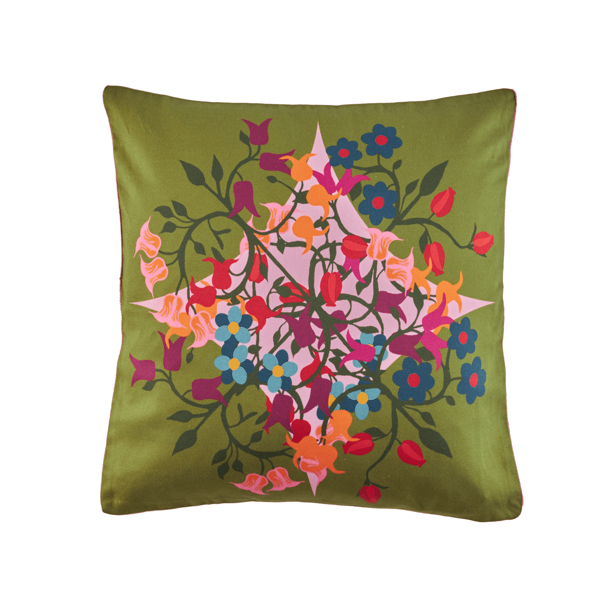 Square Pillow Cover Blumen Green