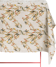 Organic Linen Tablecloth In Red Palm