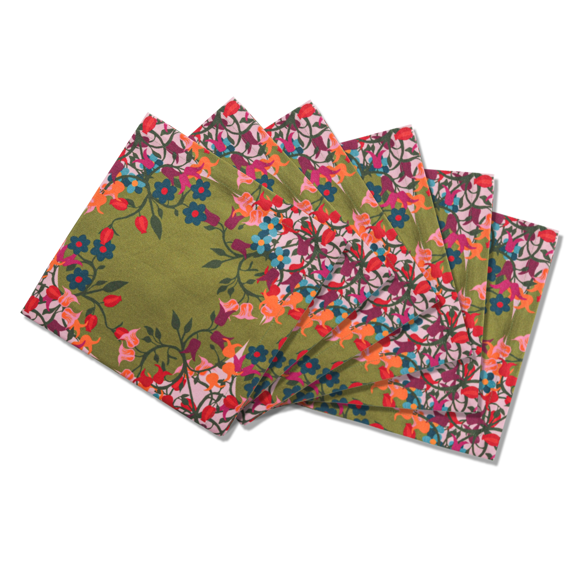 6 Napkins Blumen Green Offcut Version