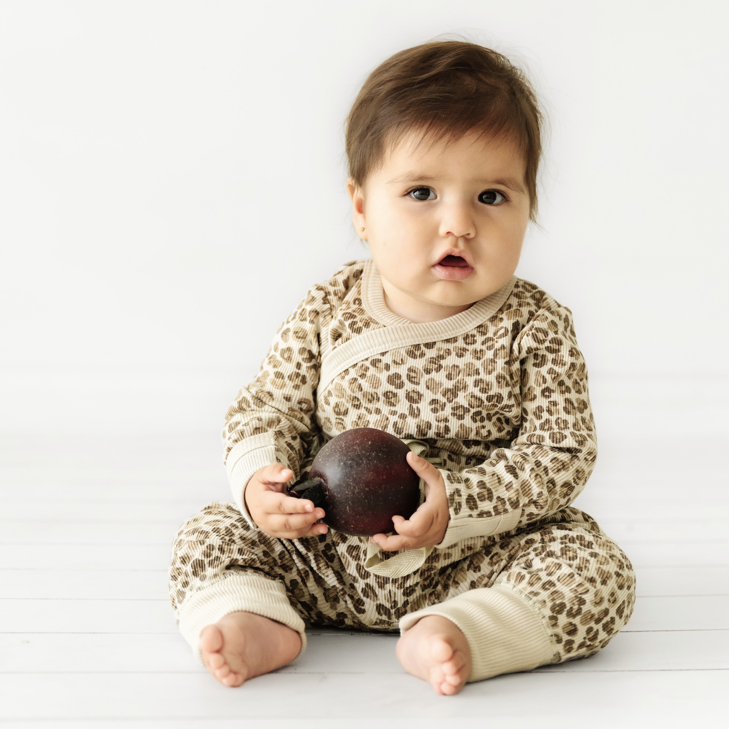 Organic Kimono Onesie & Pants Set - Spotted