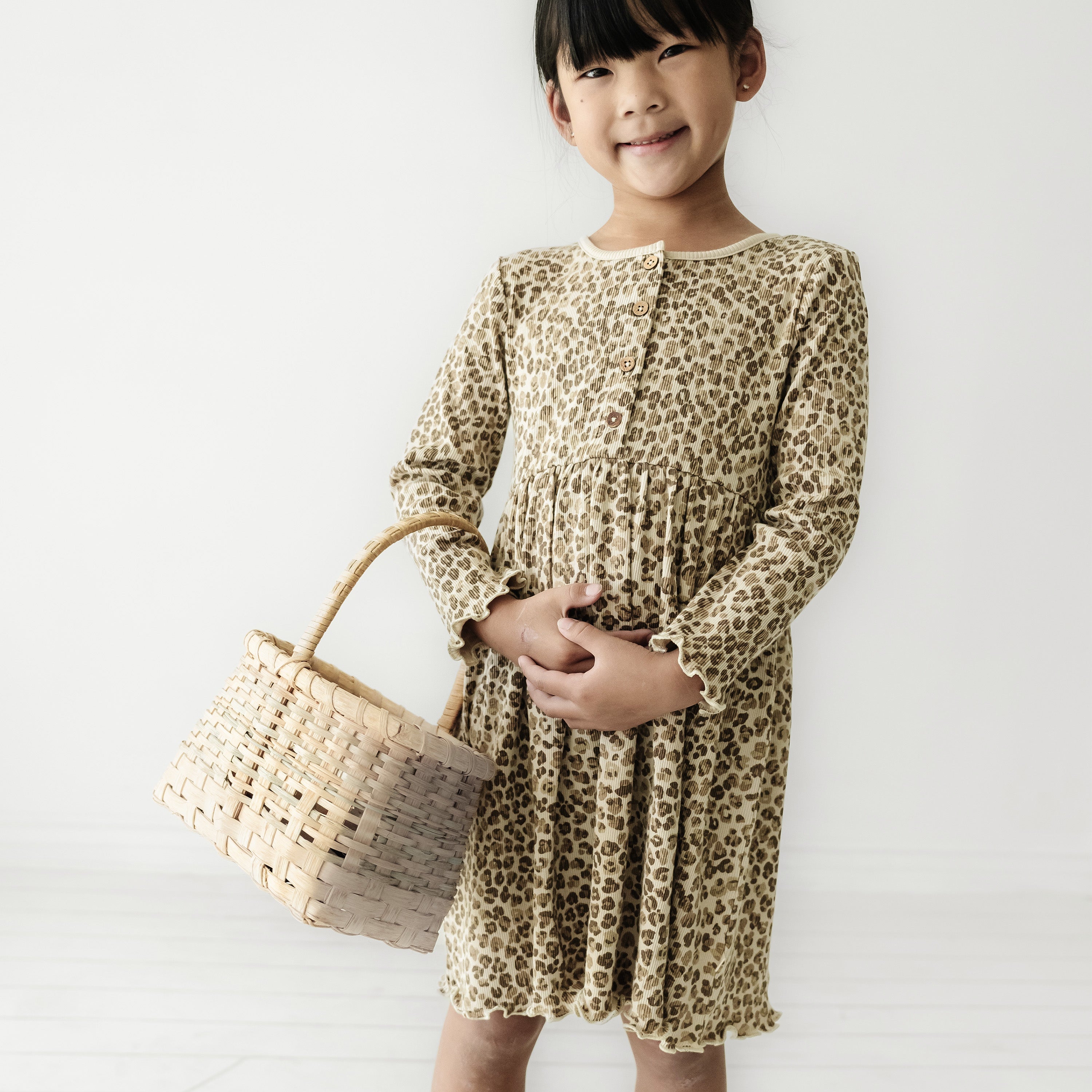 Organic Long Sleeve Twirl Dress - Spotted