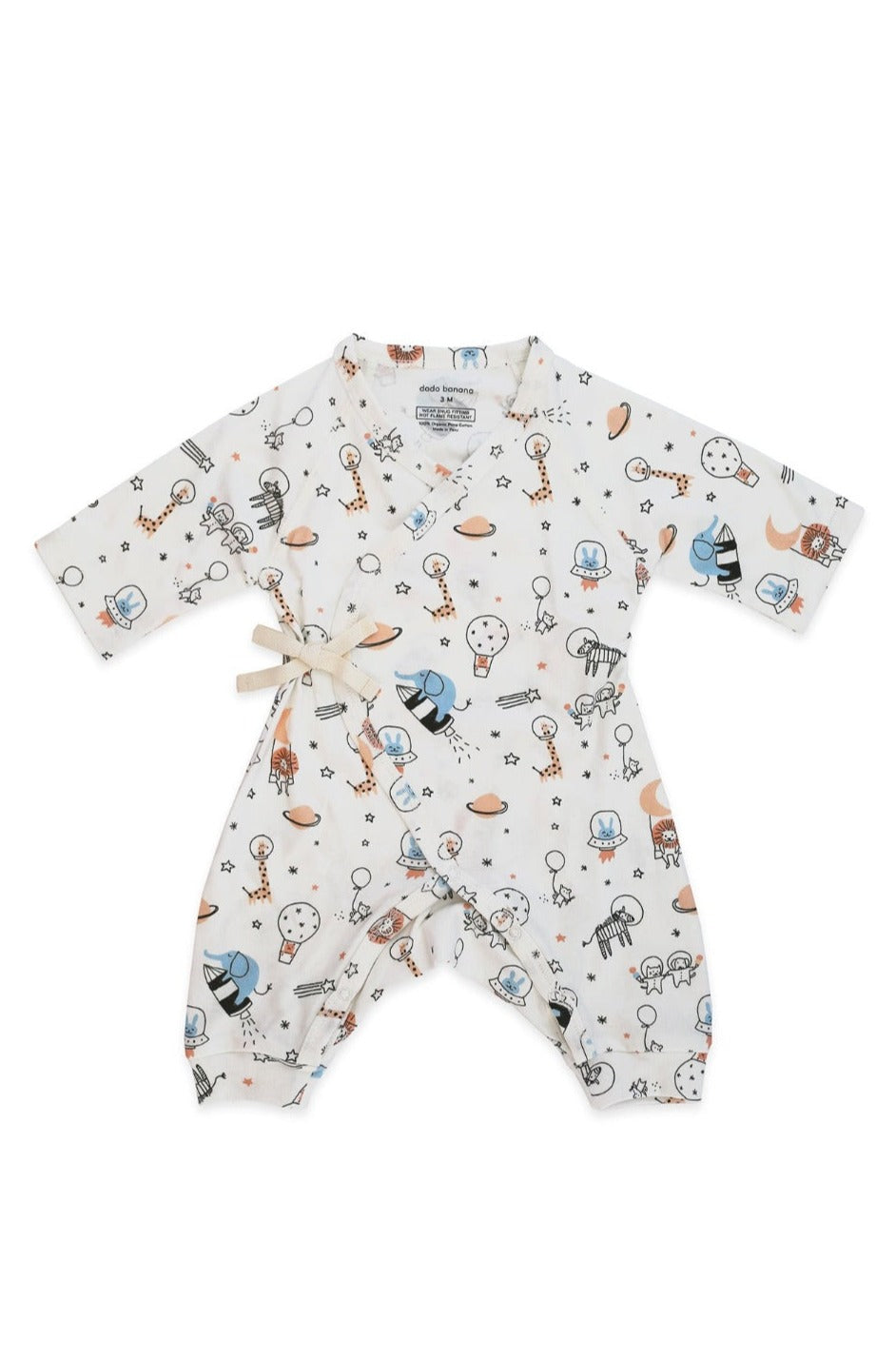 Space Print Baby Kimono Onesie