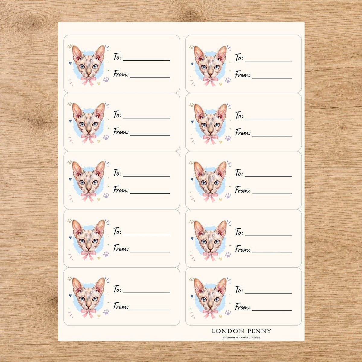 Sphynx Purrfectly Yours Gift Tag Sticker Sheet