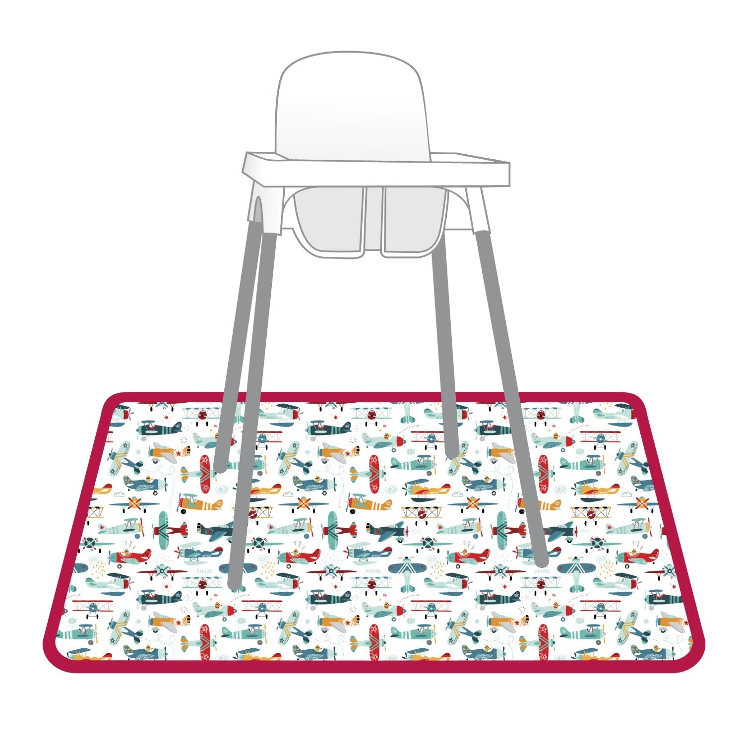 Retro Airplanes Splash Mat - A Waterproof Catch-all For Highchair Spills And More!