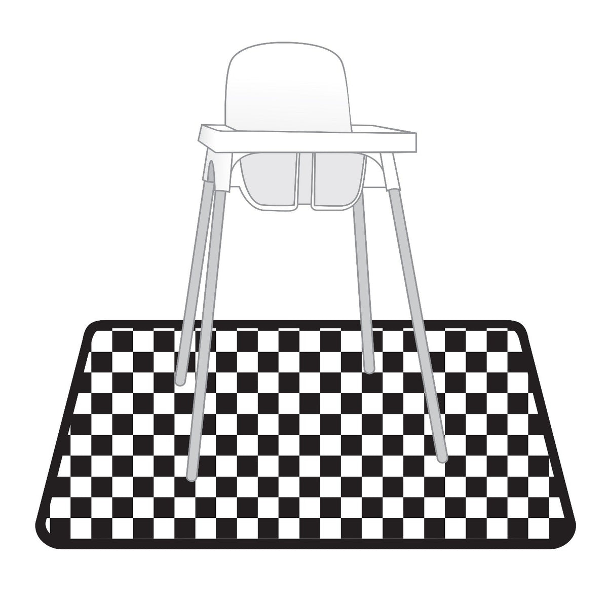 Black Checkerboard Splash Mat - A Waterproof Catch-all For Highchair Spills And More!