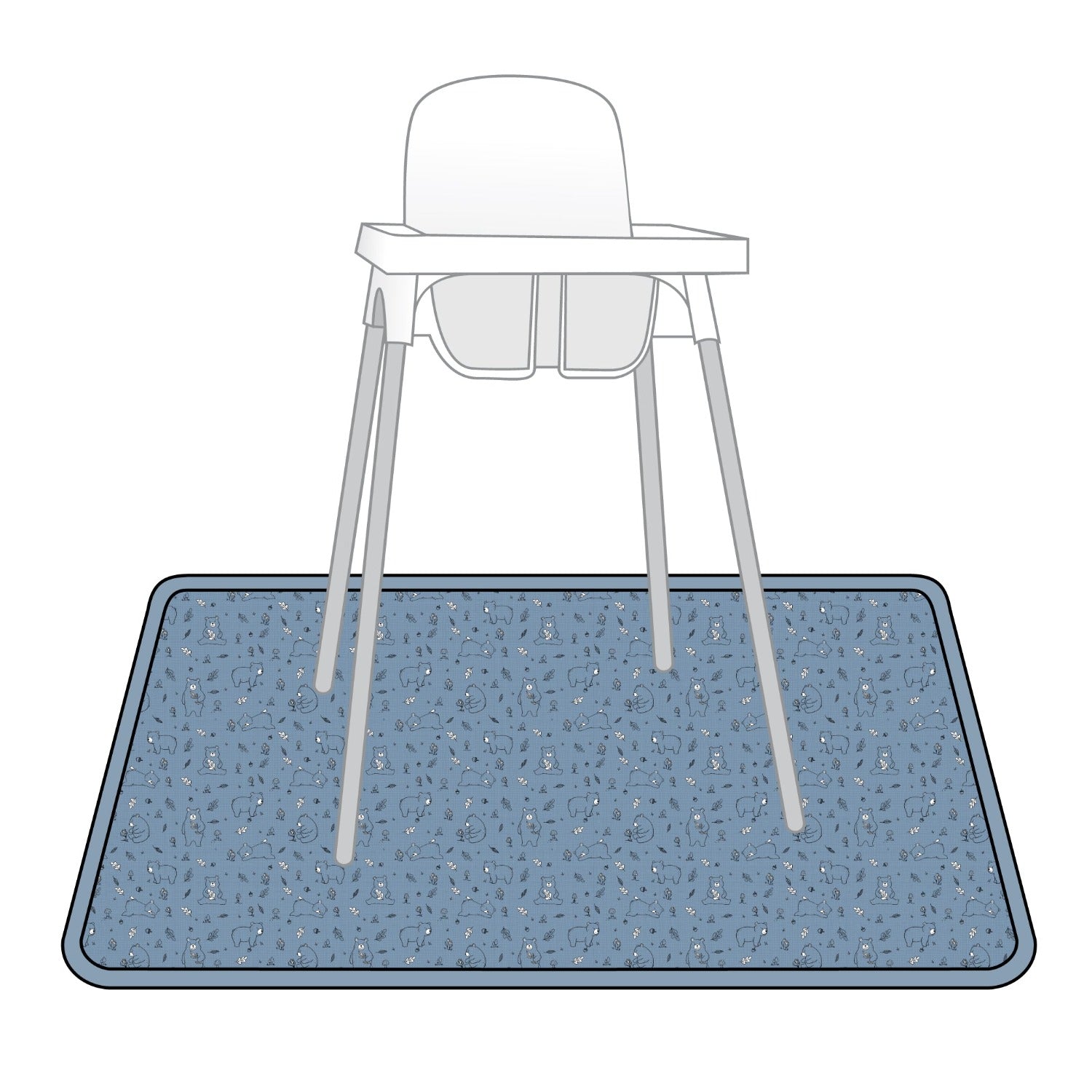 Bears In Blue Splash Mat - A Waterproof Catch-all For Highchair Spills And More!