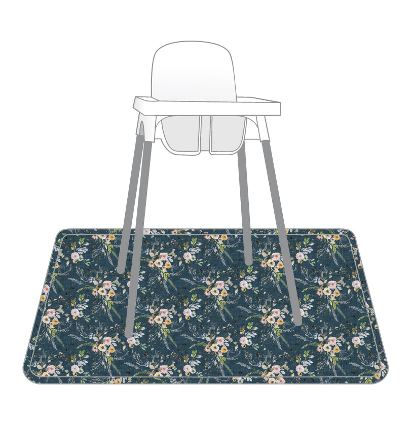 Boho Floral Splash Mat - A Waterproof Catch-all For Highchair Spills And More!