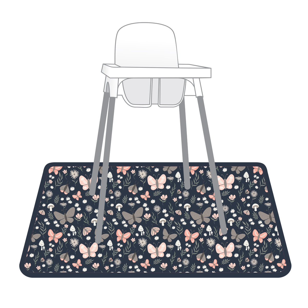 Butterfly Garden Splash Mat - A Waterproof Catch-all For Highchair Spills And More!