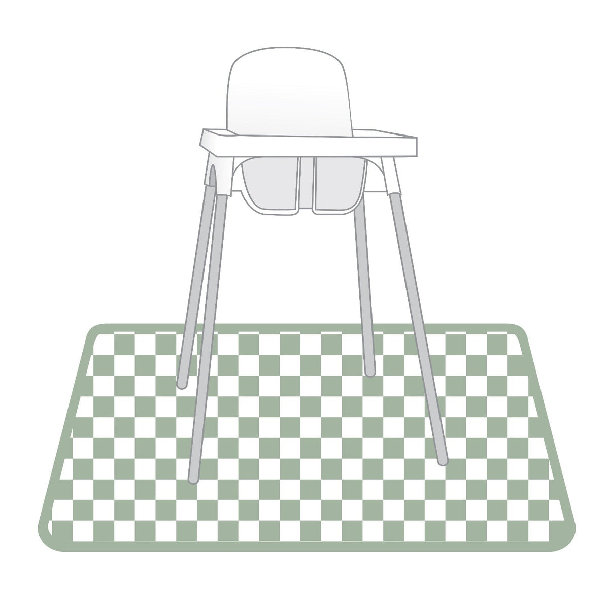 Sage Checkerboard Splash Mat - A Waterproof Catch-all For Highchair Spills And More!
