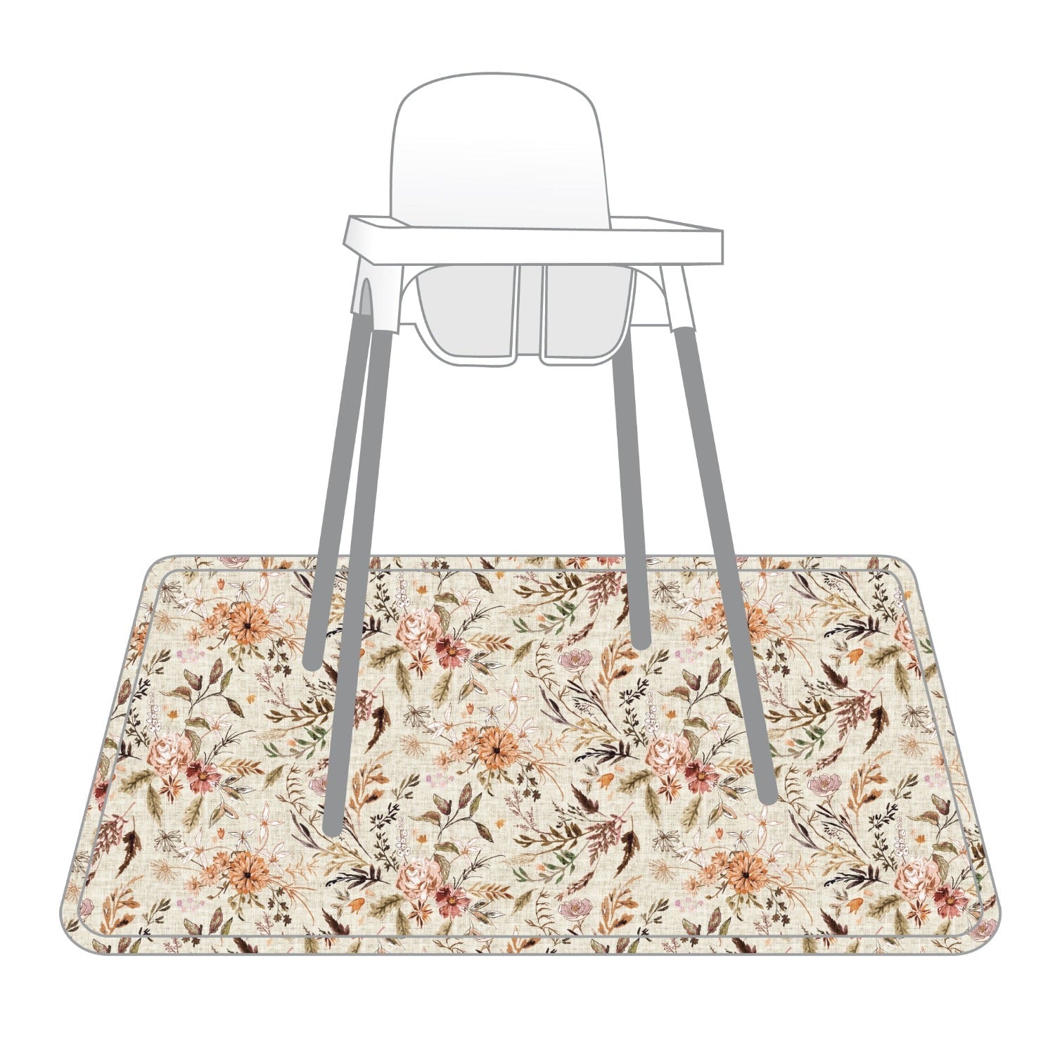 Delilah Floral Splash Mat - A Waterproof Catch-all For Highchair Spills And More!