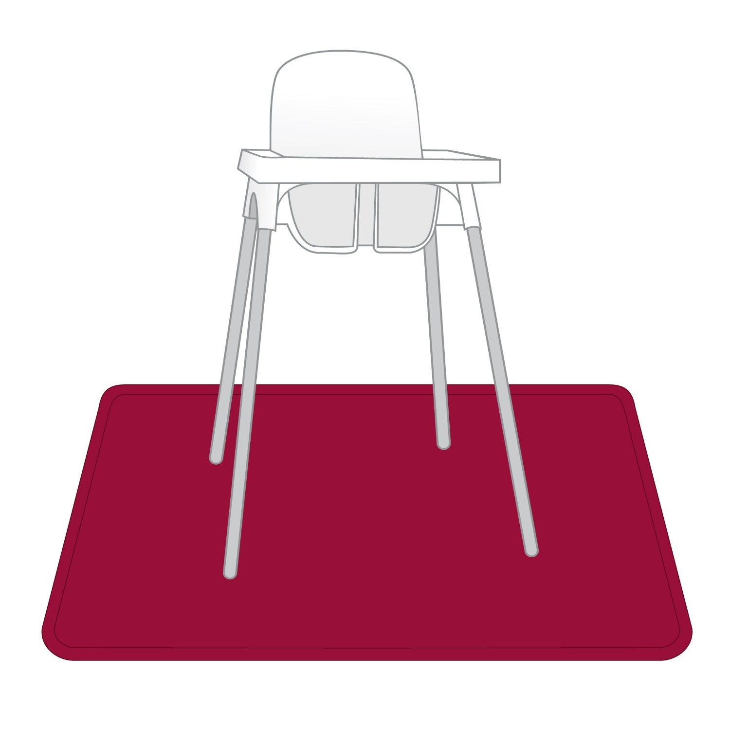 Solid Cranberry Minimalist Splash Mat - A Waterproof Catch-all For Highchair Spills And More!