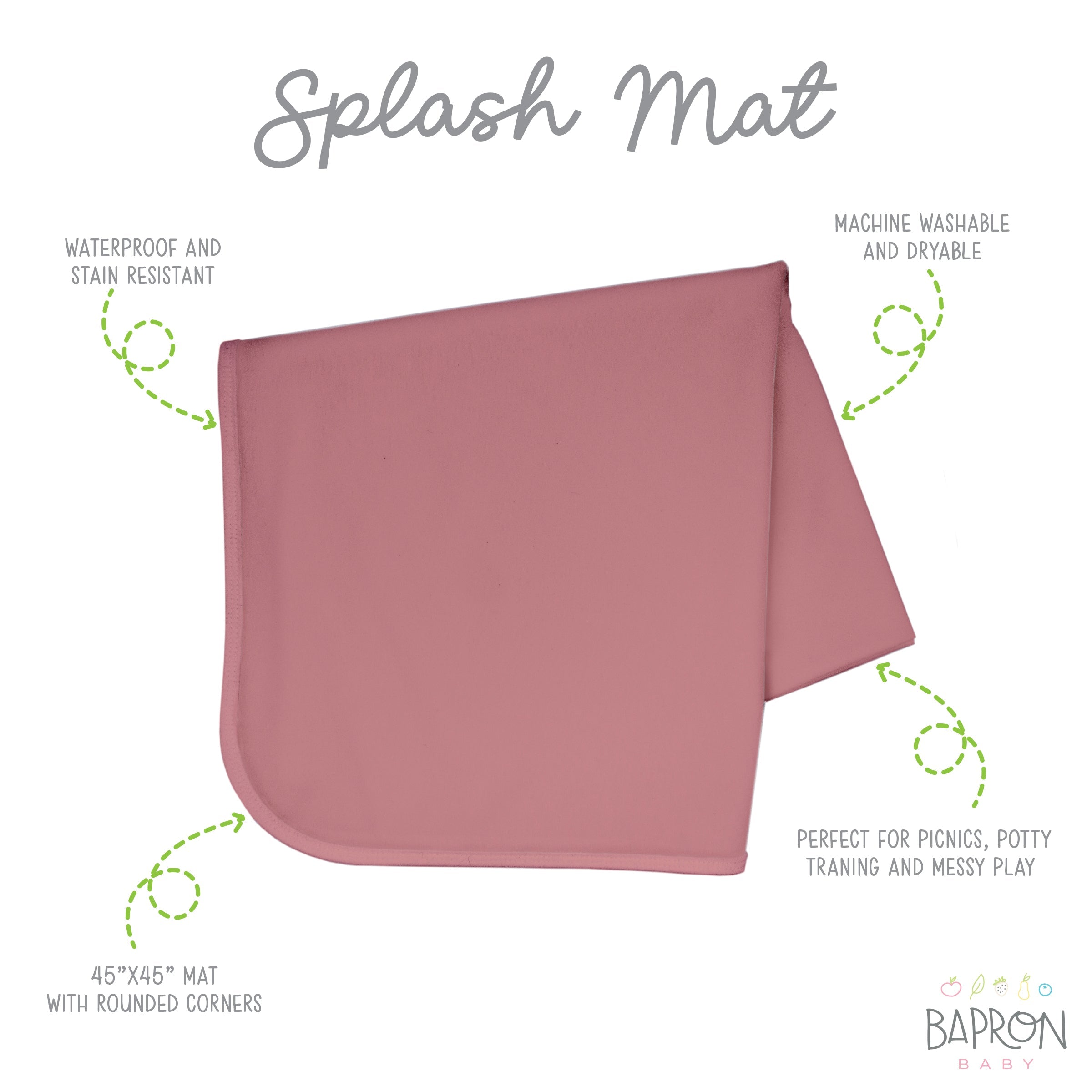 Solid Blush Minimalist Splash Mat - A Waterproof Catch-all For Highchair Spills And More!