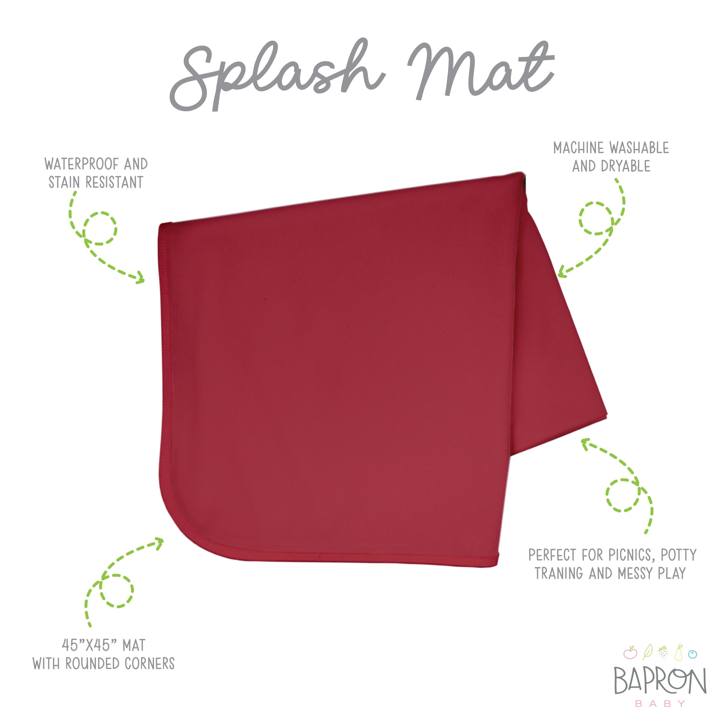 Solid Cranberry Minimalist Splash Mat - A Waterproof Catch-all For Highchair Spills And More!