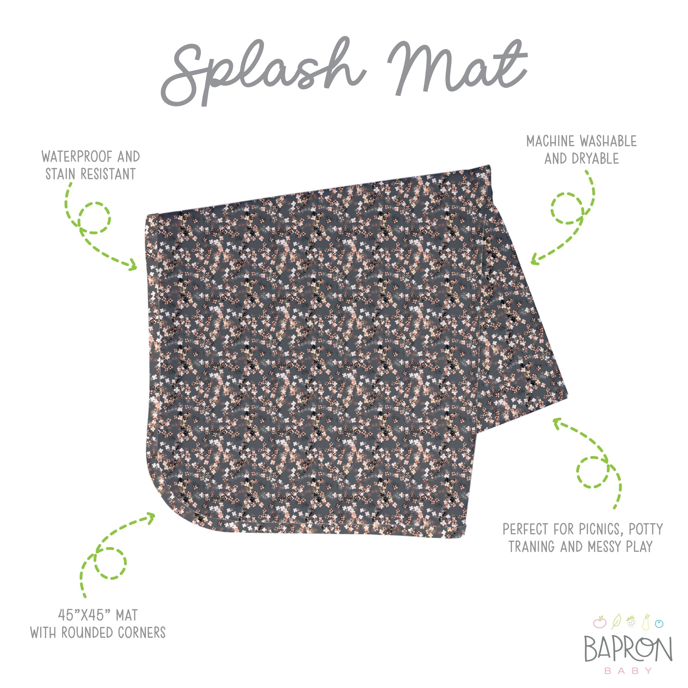 Ditsy Floral Splash Mat - A Waterproof Catch-all For Highchair Spills And More!